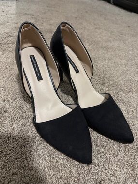 French Connection Black Pointed D'Orsay Heels
